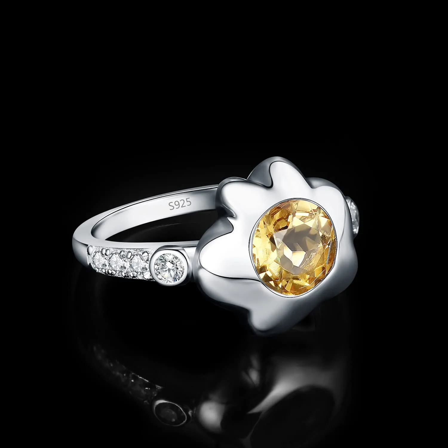 JewelryPalace Citrino 1.8ct anello giallo argento rotondo