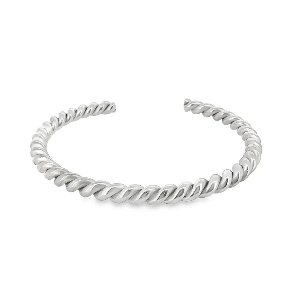 Victoria Jane Chunky Titanium Twisted Silver Torc bracciale