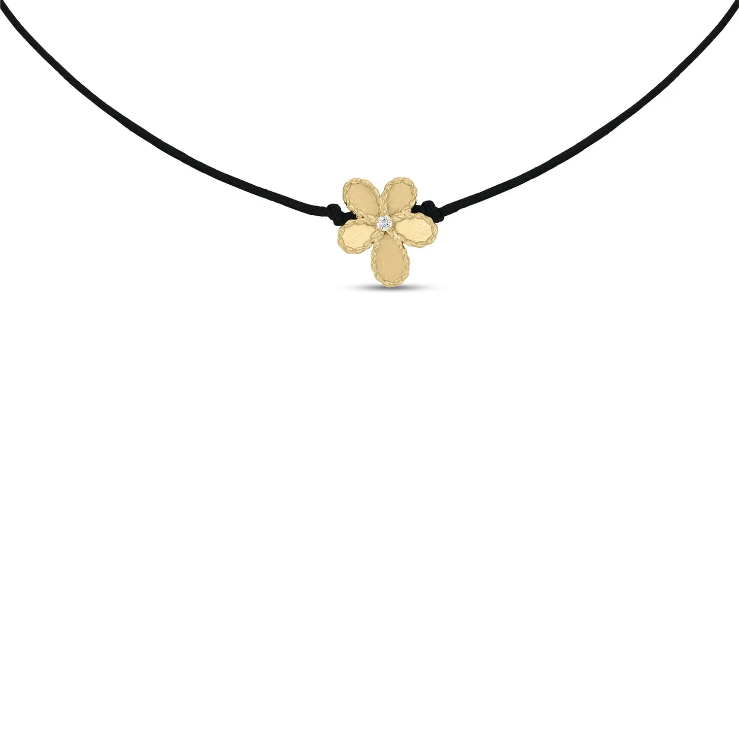 Roberto Coin Jasmine collana cotone seta oro giallo diamante
