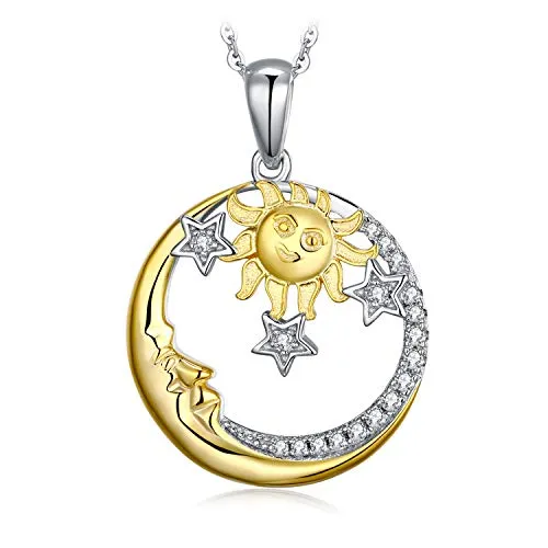 JewelryPalace Sole Luna Stelle Vintage collana dorata 45cm zirconia