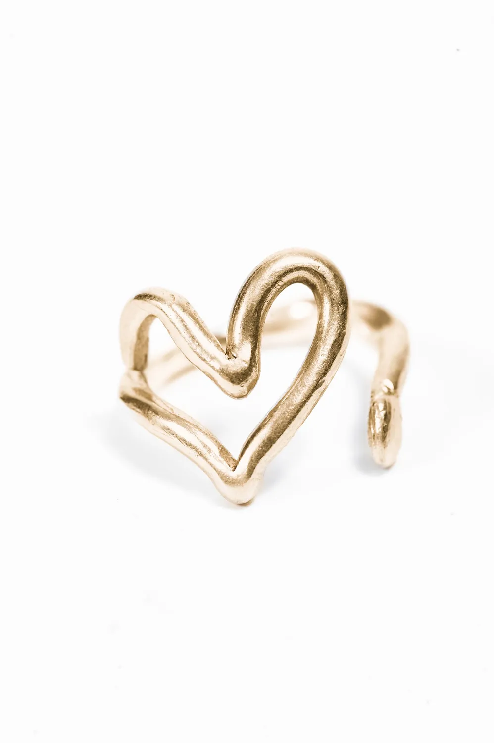 Flor Rubaja Wave anello cuore regolabile placcato oro