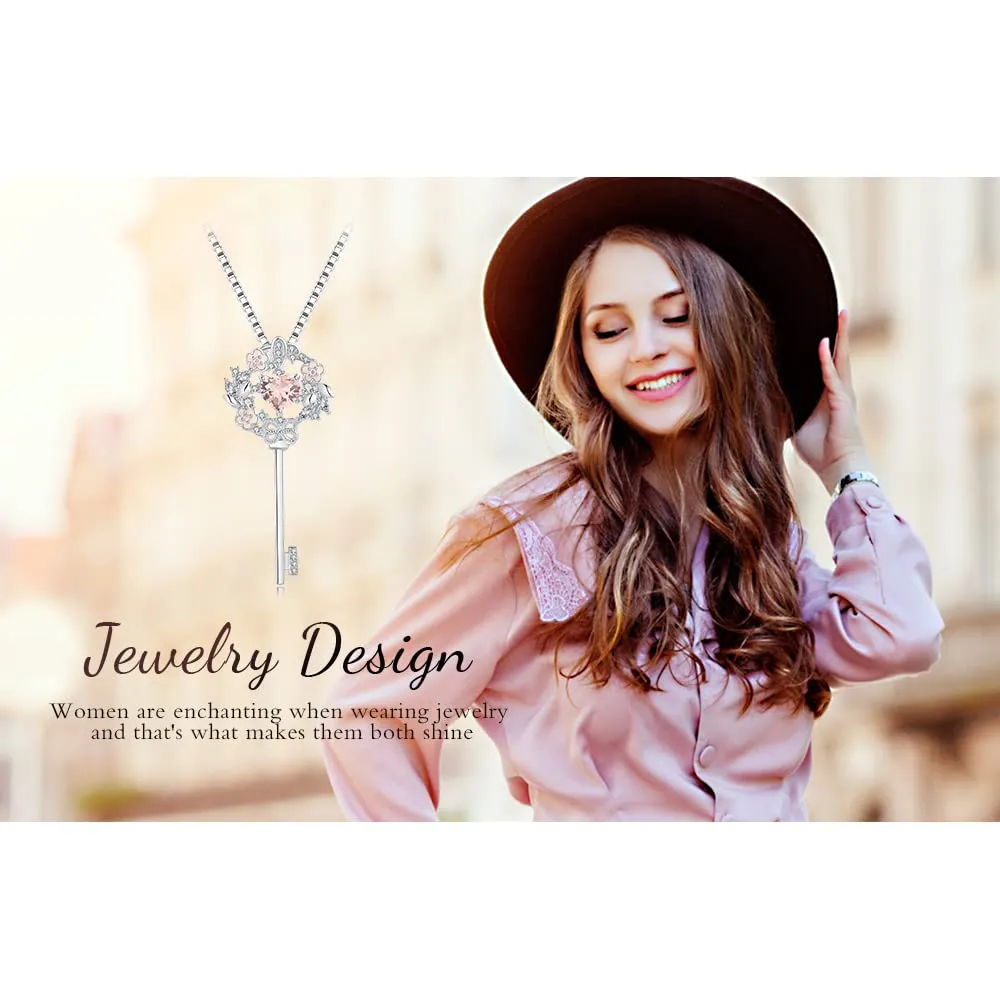 JewelryPalace Fiore 1.9ct collana argento 925 morganite chiave