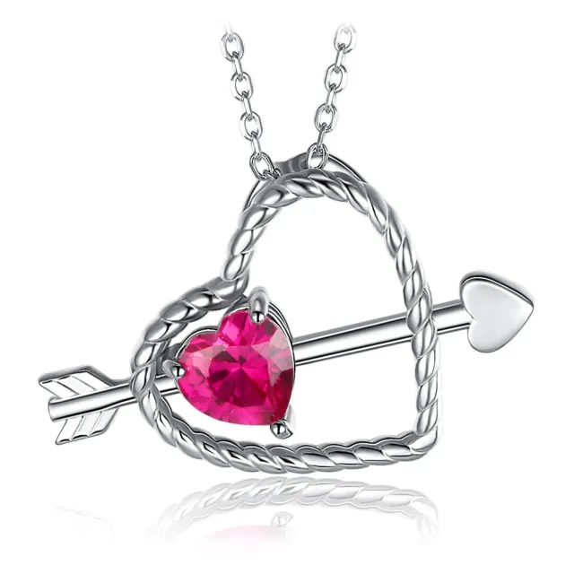 JewelryPalace Cuore 1ct collana argento 925 zirconia rossa