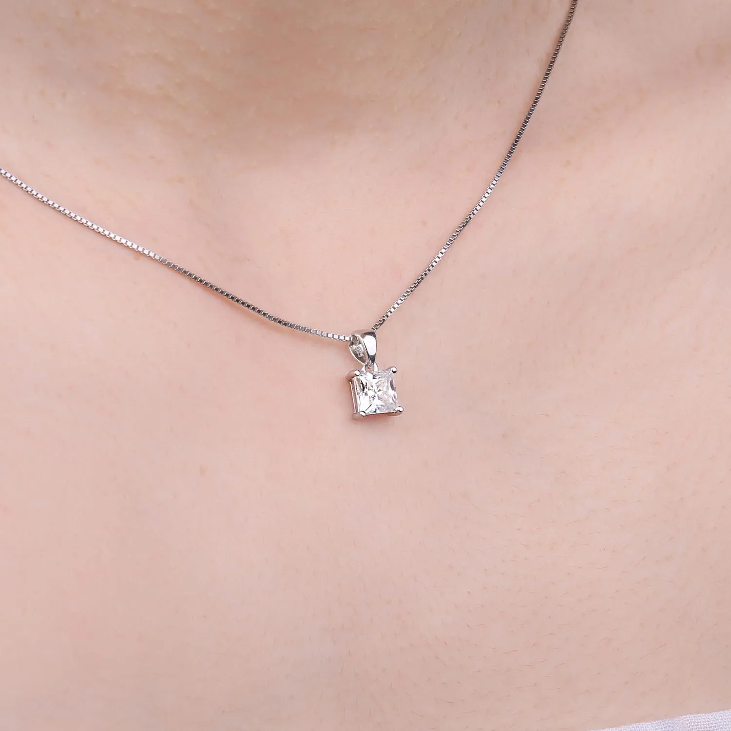 JewelryPalace Solitario 1ct collana zirconia argento