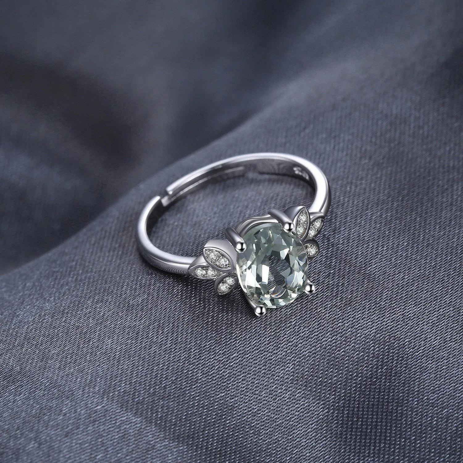 JewelryPalace Classico Anello Argento 925 Ametista Verde Ovale