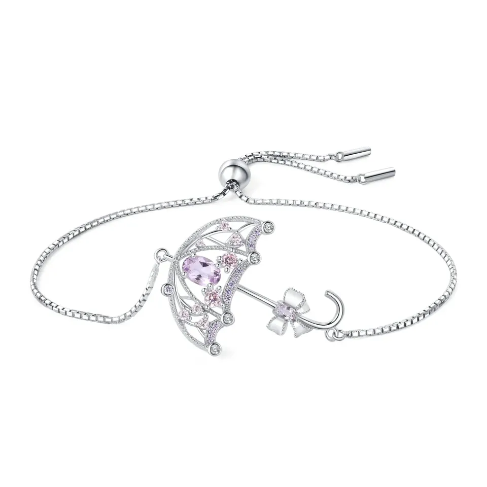 JewelryPalace Farfalla bracciale argento ametista regolabile
