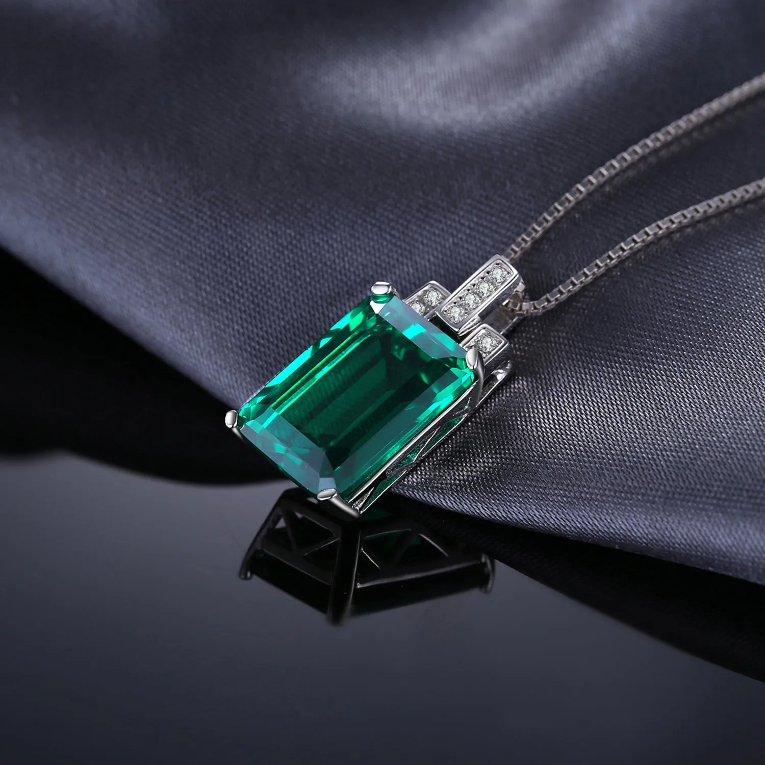 JewelryPalace 6ct Smeraldo Collana Argento 45cm Taglio Smeraldo