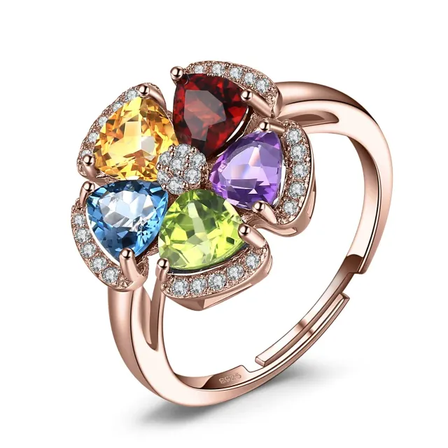 JewelryPalace Fiore 2.6ct Anello Cocktail Oro Rosa pietre miste
