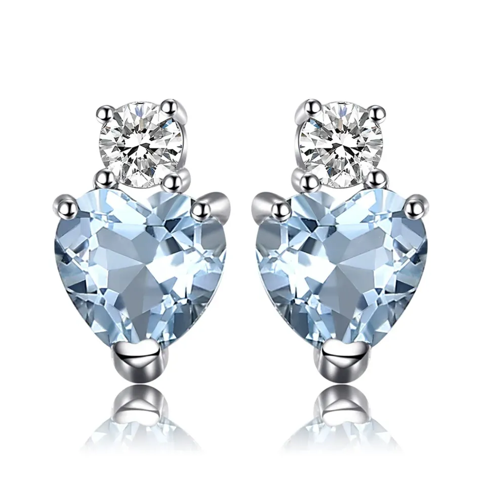 JewelryPalace Amore Cuore 1ct Orecchini Argento Acquamarina