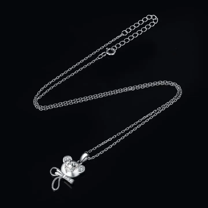 JewelryPalace Orsetto 1.5ct Collana Argento Zirconia Cuore 45cm
