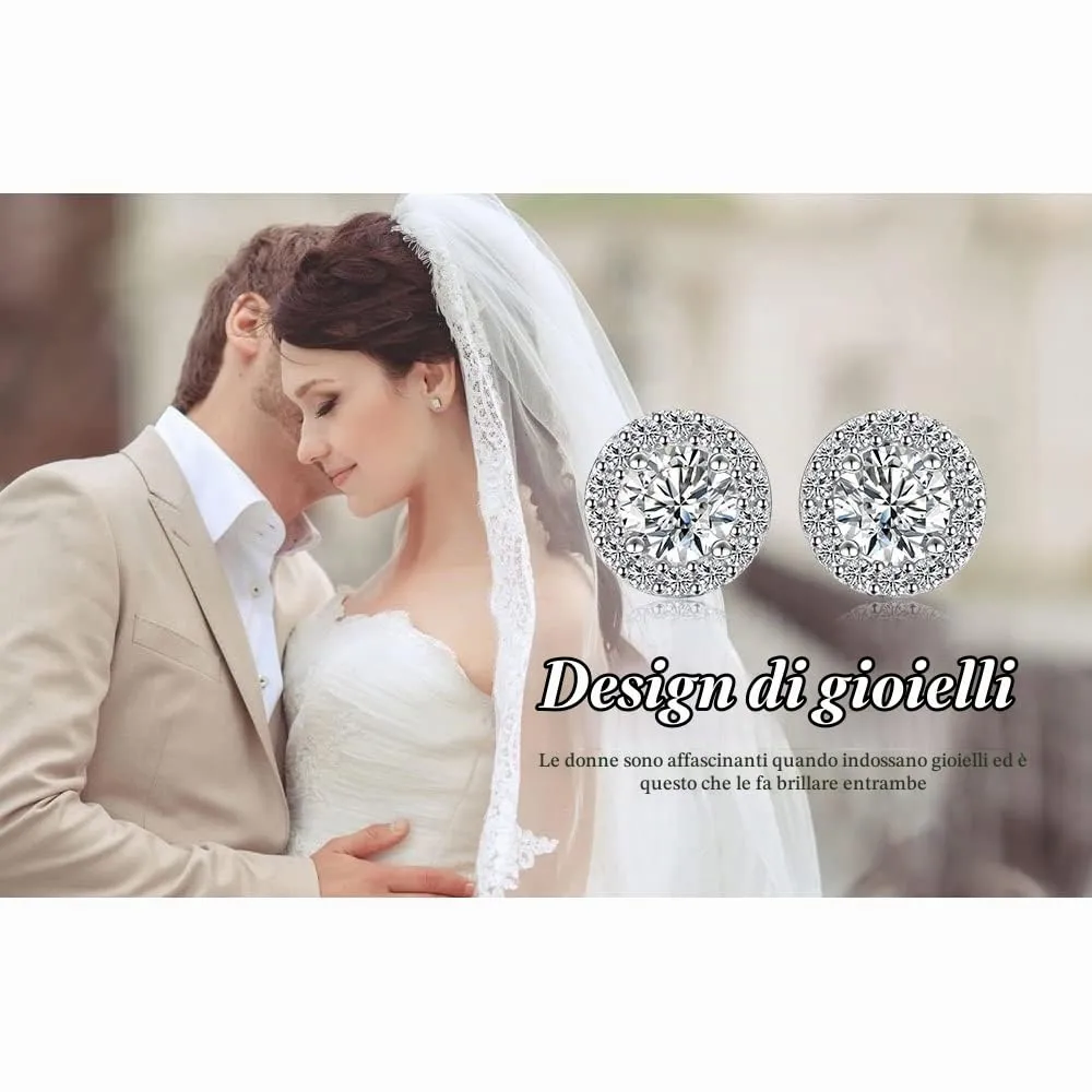 JewelryPalace Halo 1ct orecchini moissanite argento