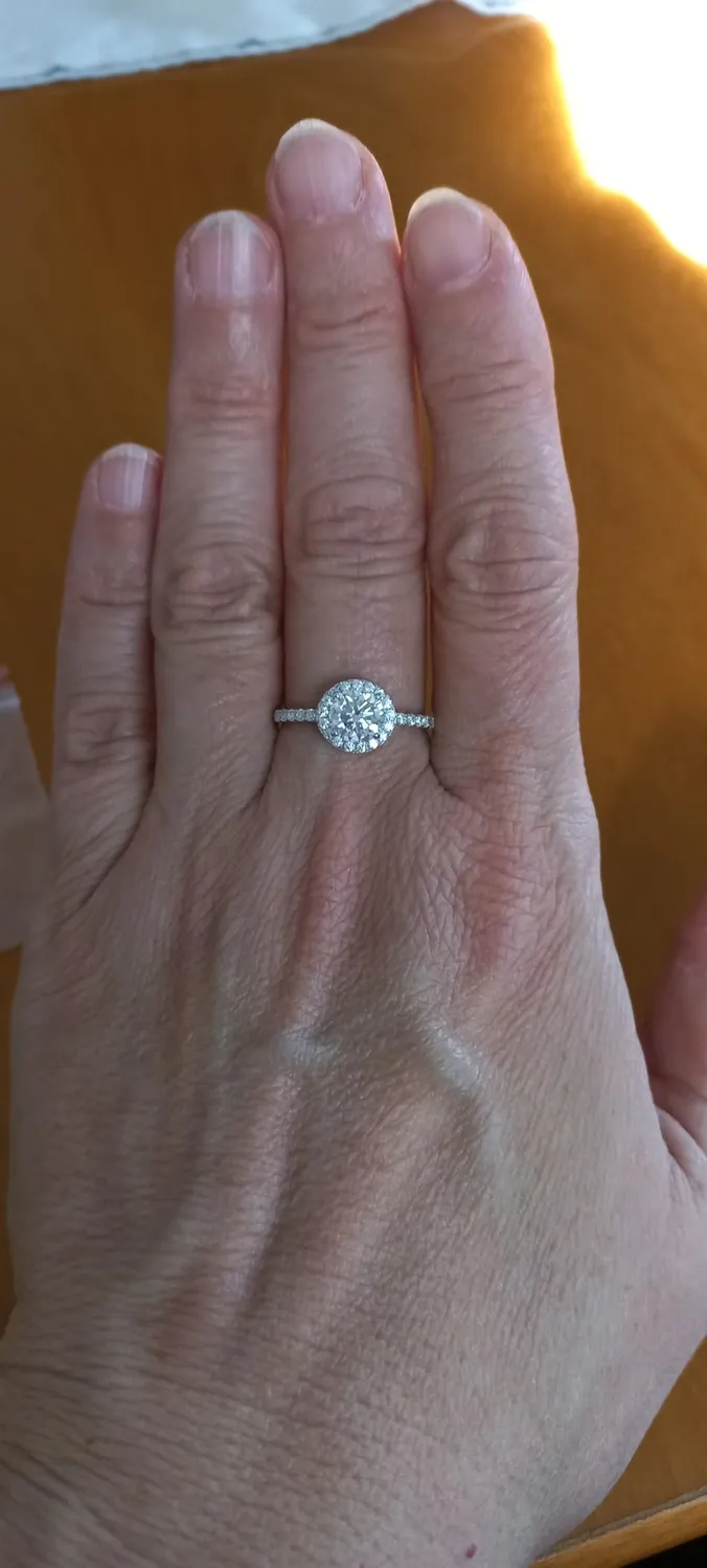 JewelryPalace 1ct Halo anello fidanzamento argento moissanite
