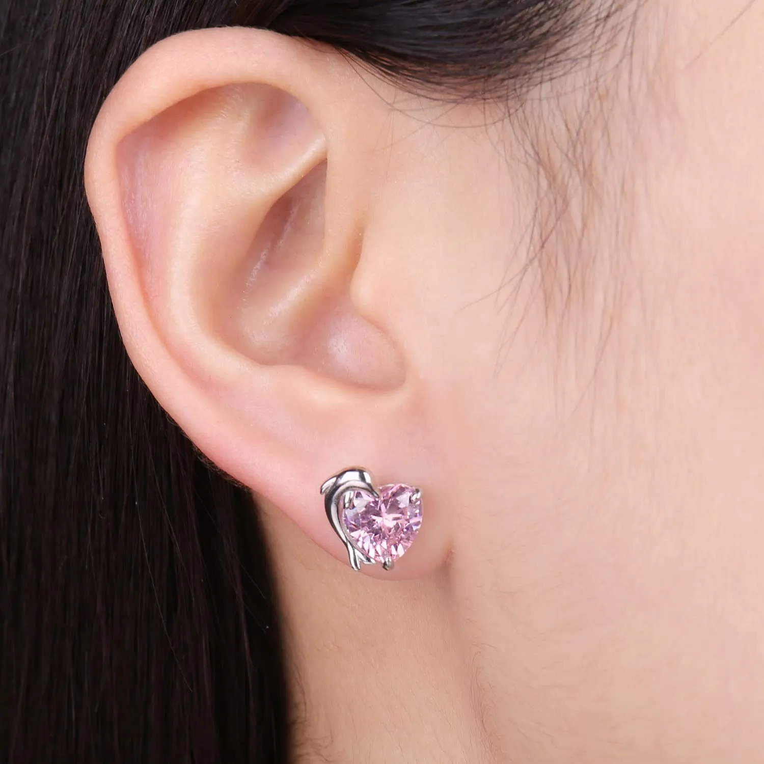 JewelryPalace Delfino 5.8ct orecchini cuore rosa argento