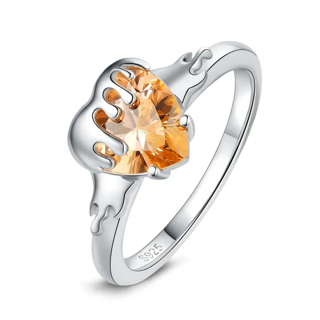 JewelryPalace Cuore Anello Argento Zirconia Arancione