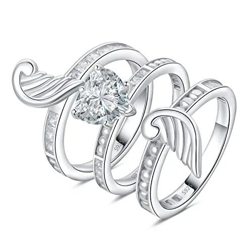 JewelryPalace Puzzle Cuore Set 3 Anelli Argento 2.2ct