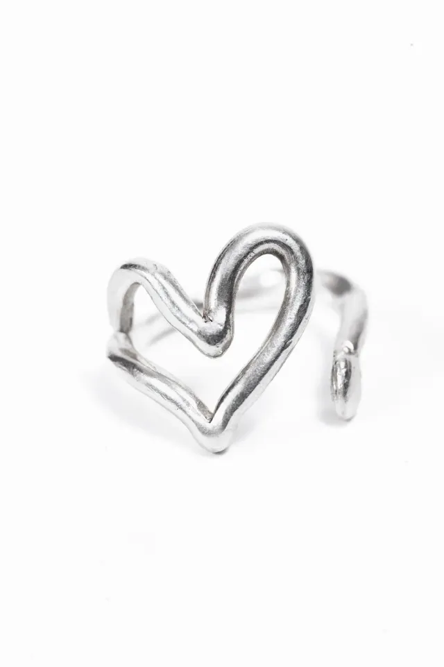Flor Rubaja Wave Cuore anello regolabile argento
