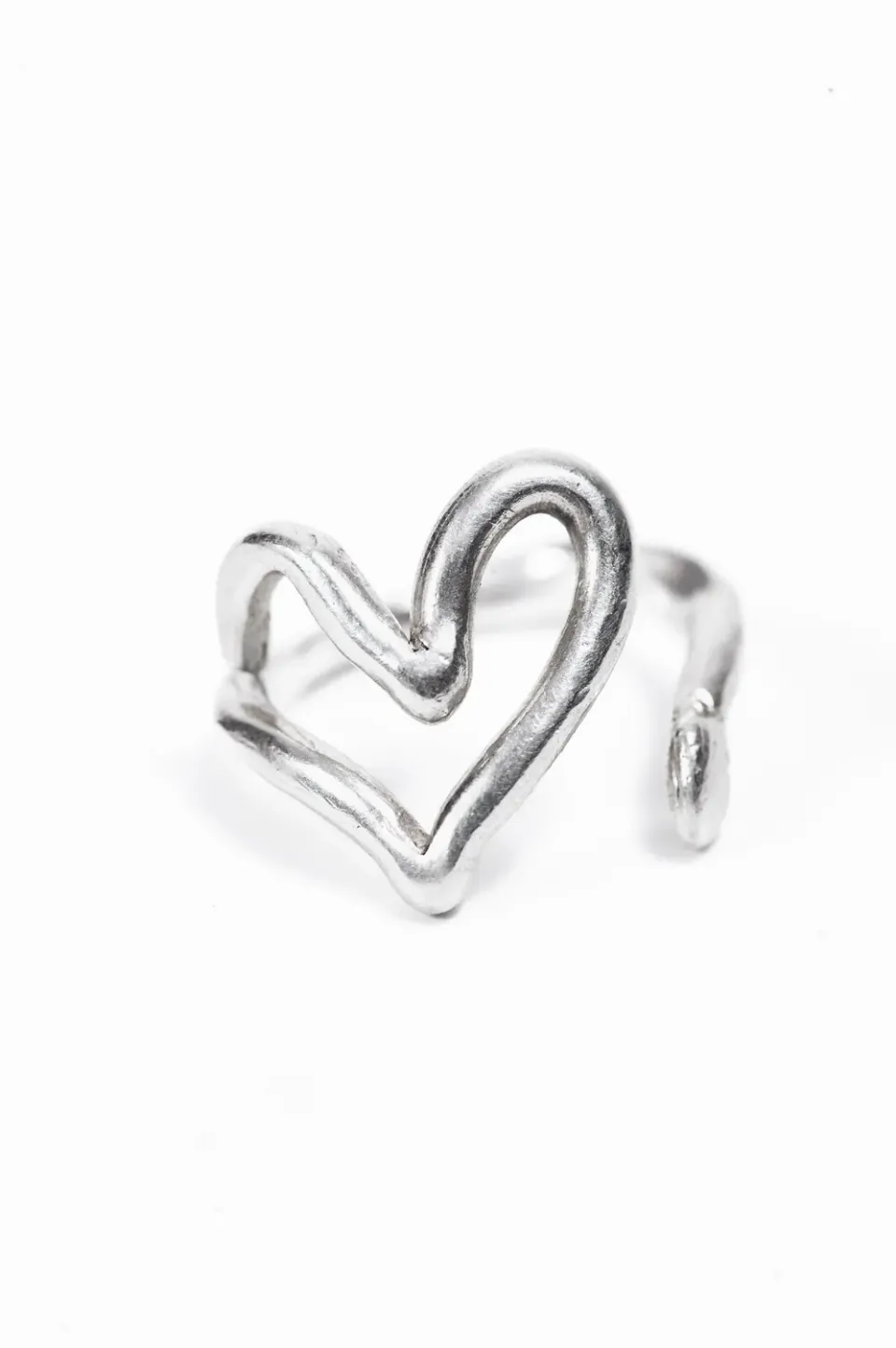 Flor Rubaja Wave Cuore anello regolabile argento