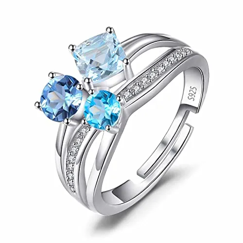 JewelryPalace Tre Pietre anello topazio blu cuscino regolabile