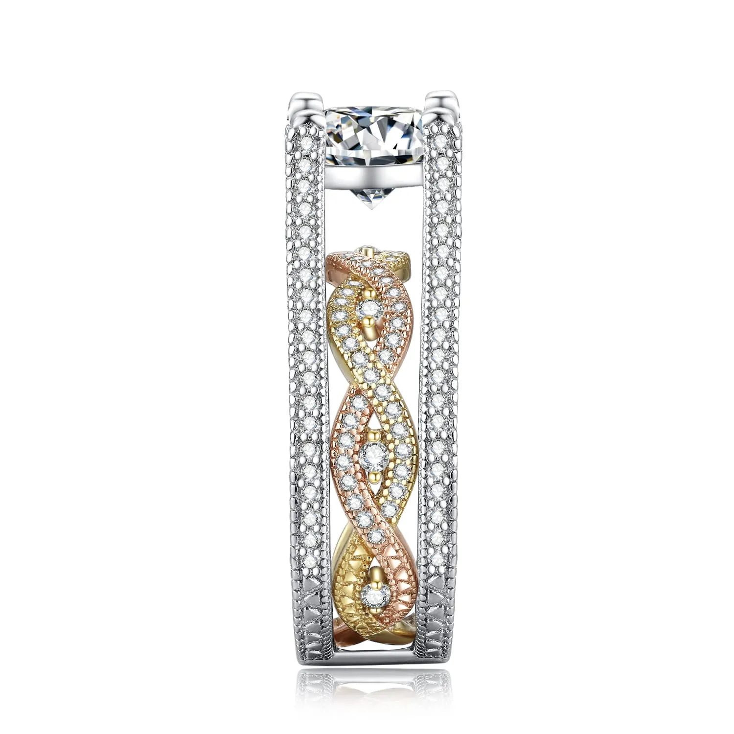 JewelryPalace Halo Infinito fede argento oro rosa zirconia