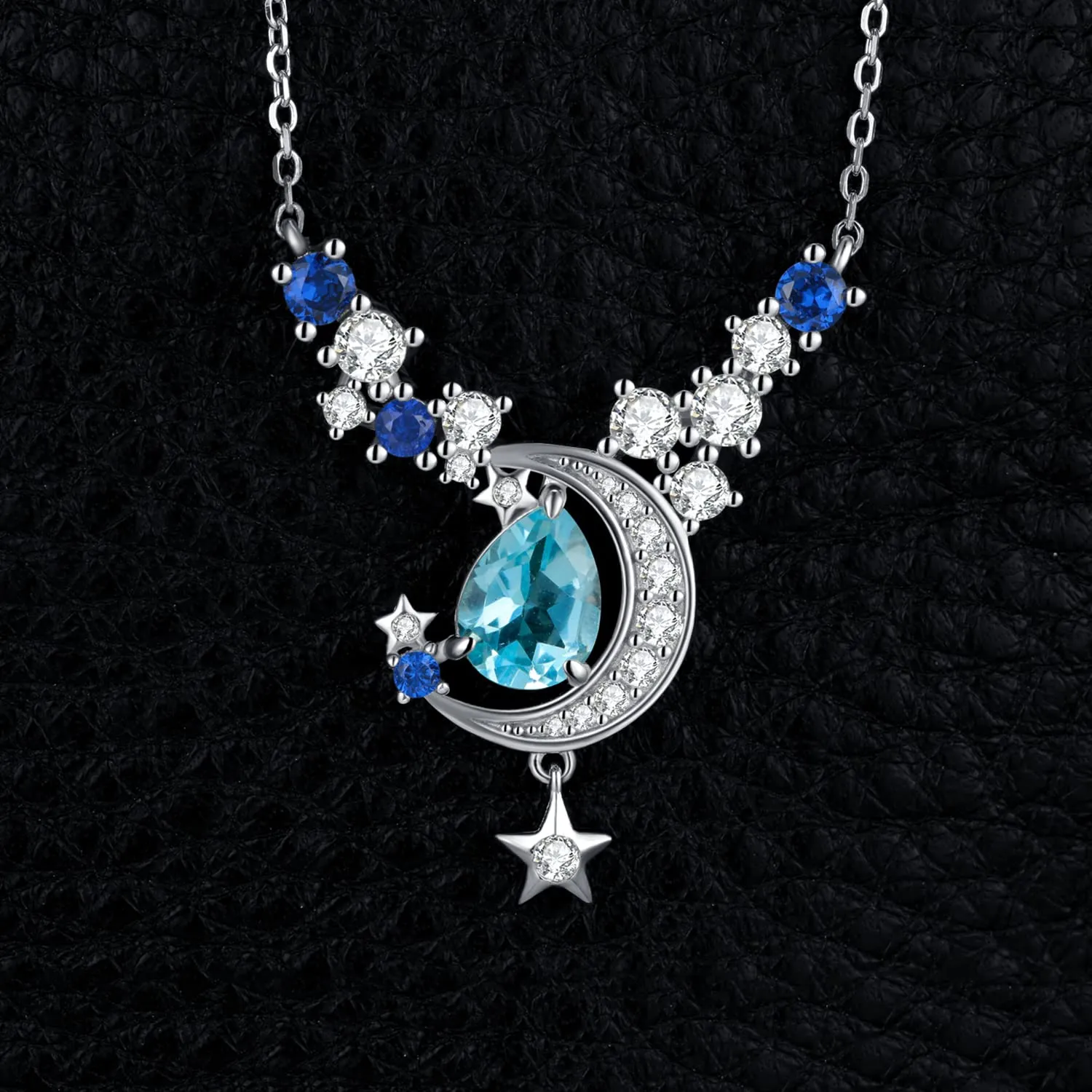 JewelryPalace Luna e Stella collana argento 925 topazio azzurro