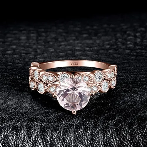 JewelryPalace Vintage Halo anello morganite rosa argento 925