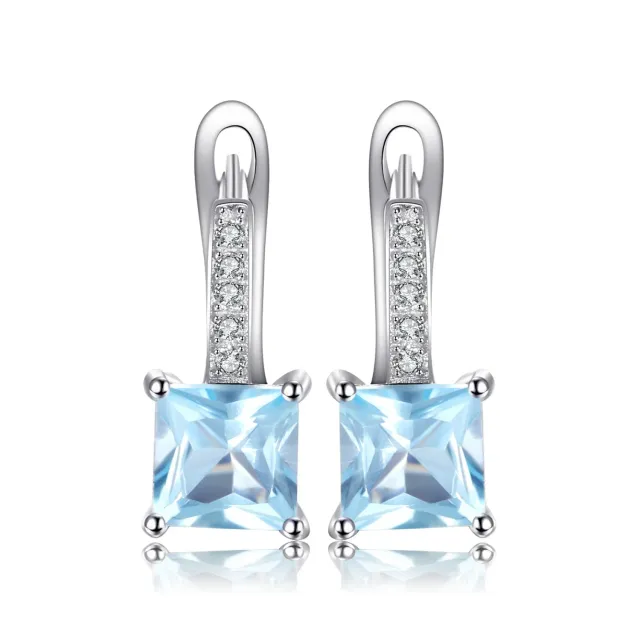 JewelryPalace orecchini cerchio argento 925 topazio azzurro