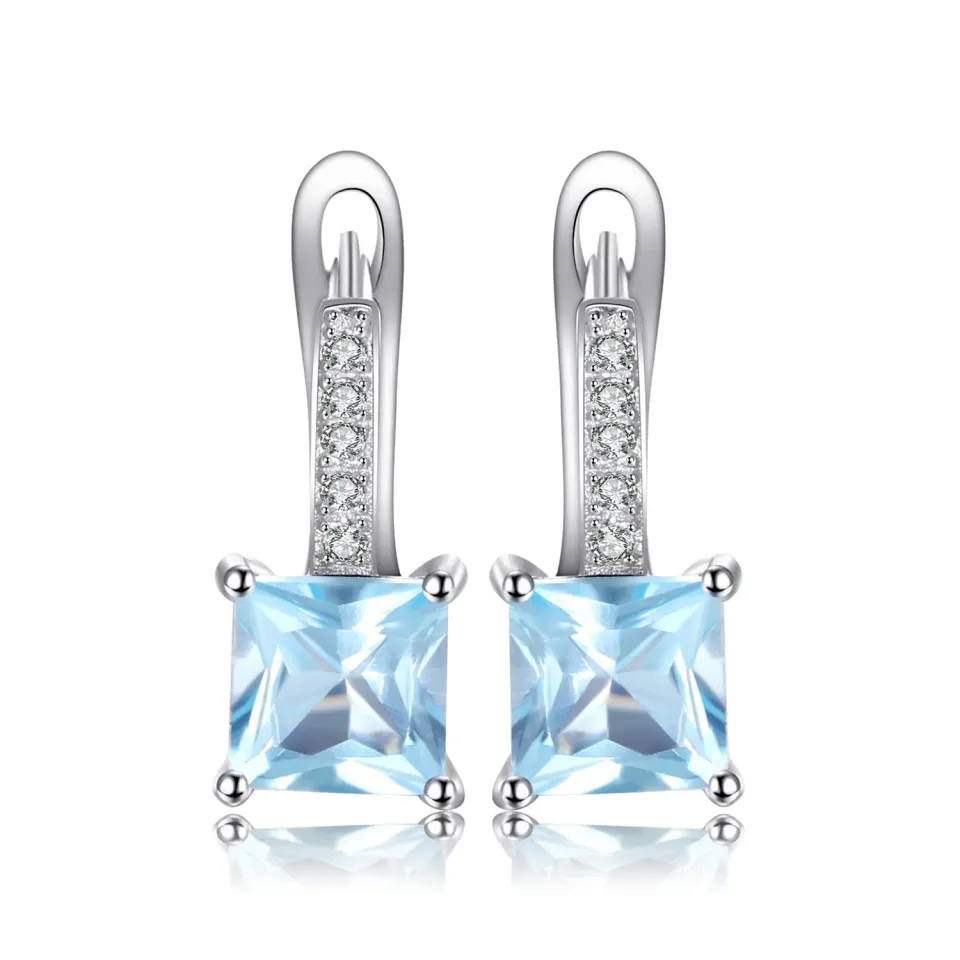 JewelryPalace orecchini cerchio argento 925 topazio azzurro