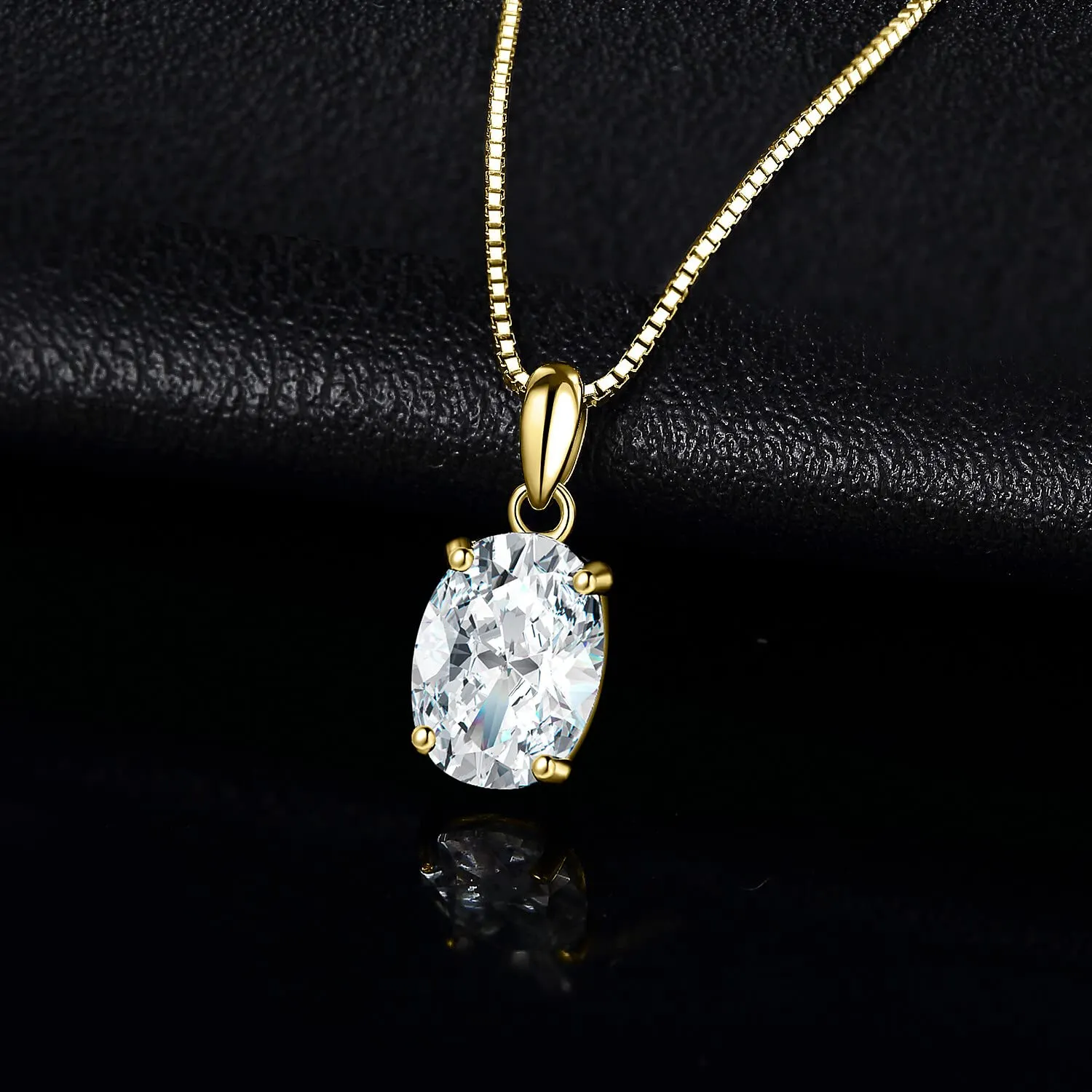 JewelryPalace 2ct Moissanite Collana Oro 45cm Pietra Ovale
