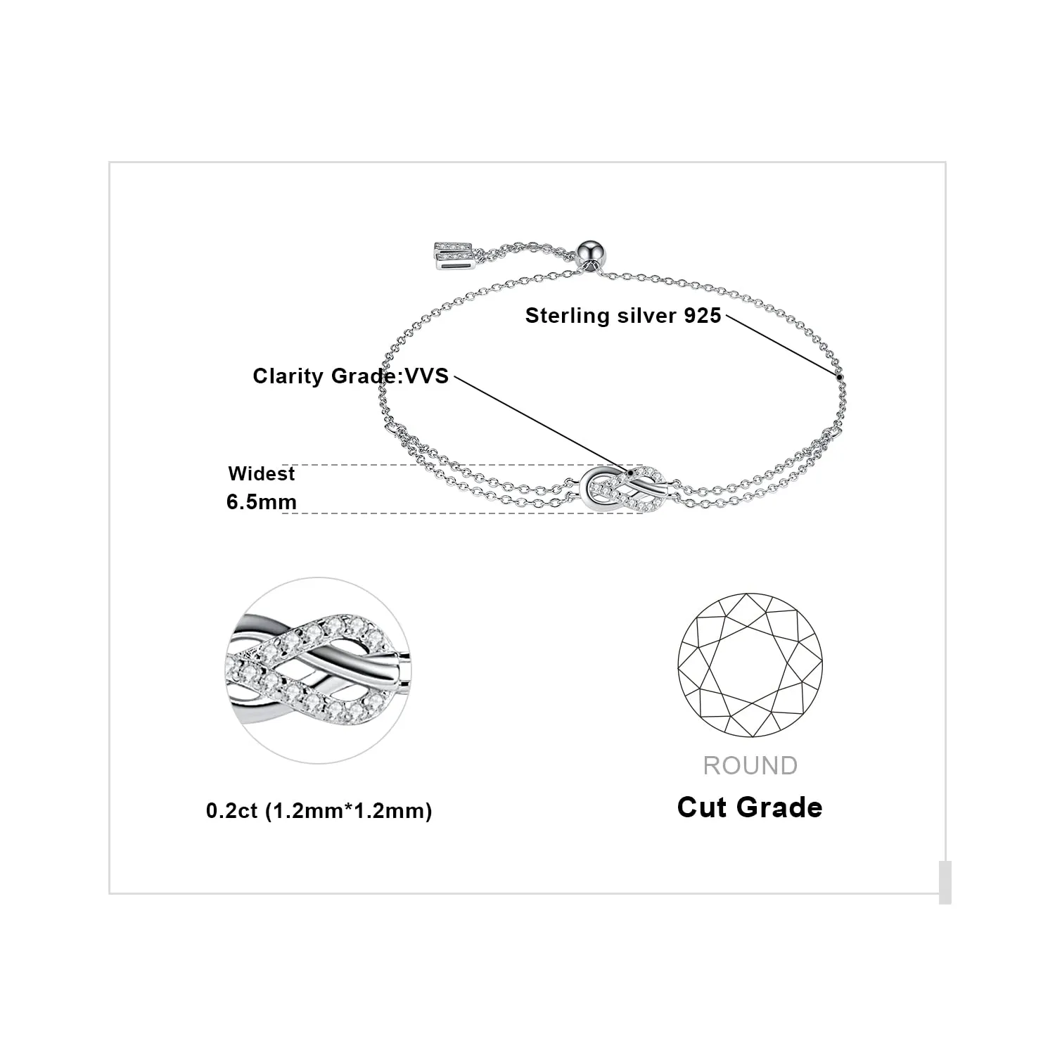 JewelryPalace Infinito bracciale argento 925 zirconia 2.4ct