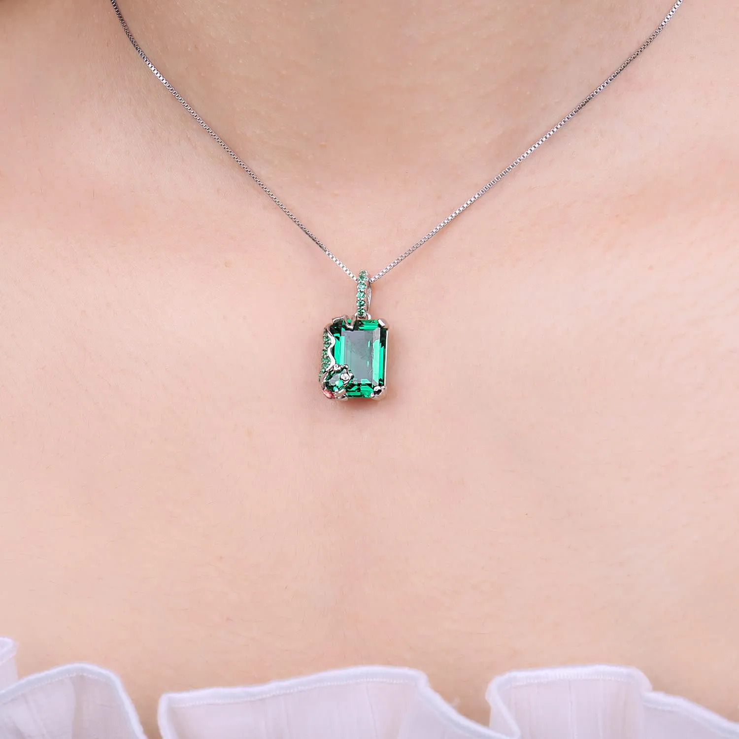 JewelryPalace Rana 7.6ct collana argento smeraldo verde 45cm