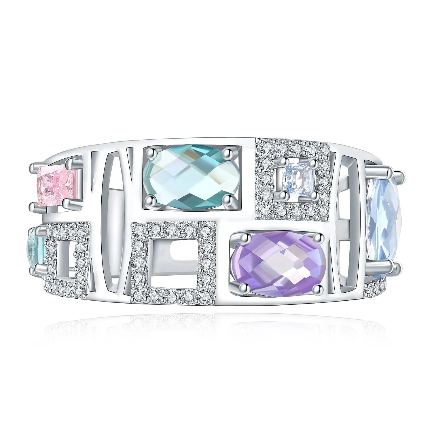 JewelryPalace Arcobaleno anello spinello azzurro ovale