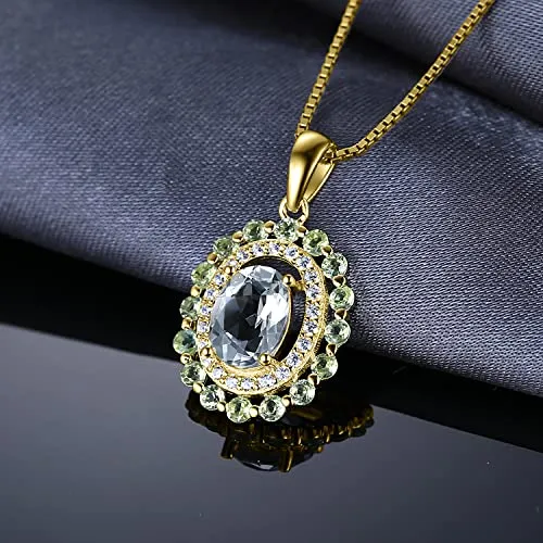 JewelryPalace Peridoto collana argento ovale 2ct catena 45cm