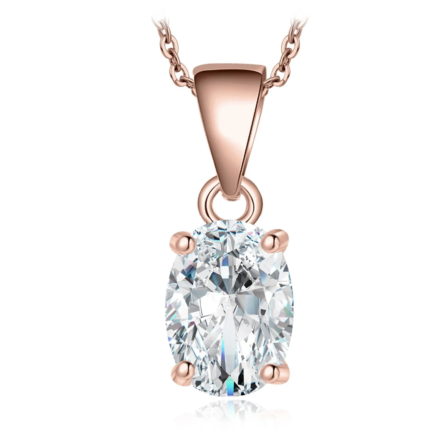 JewelryPalace 2ct Moissanite Collana Oro 45cm Pietra Ovale