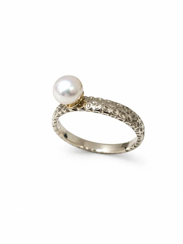 Victoria Jane Whole Pearl anello perla argento