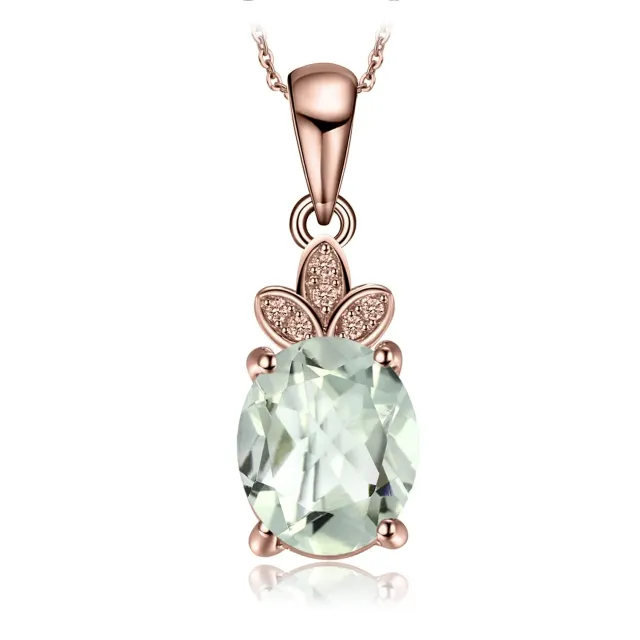 JewelryPalace Classica ovale collana oro rosa ametista verde