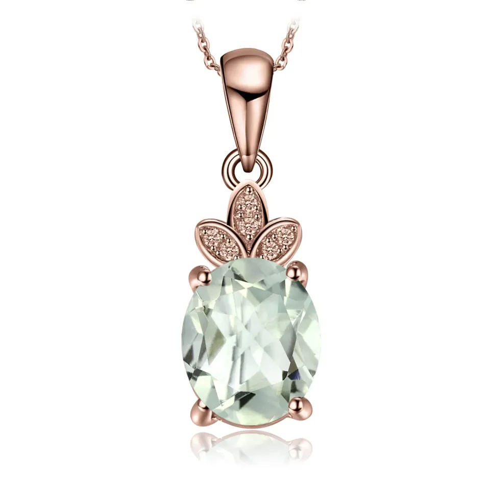 JewelryPalace Classica ovale collana oro rosa ametista verde