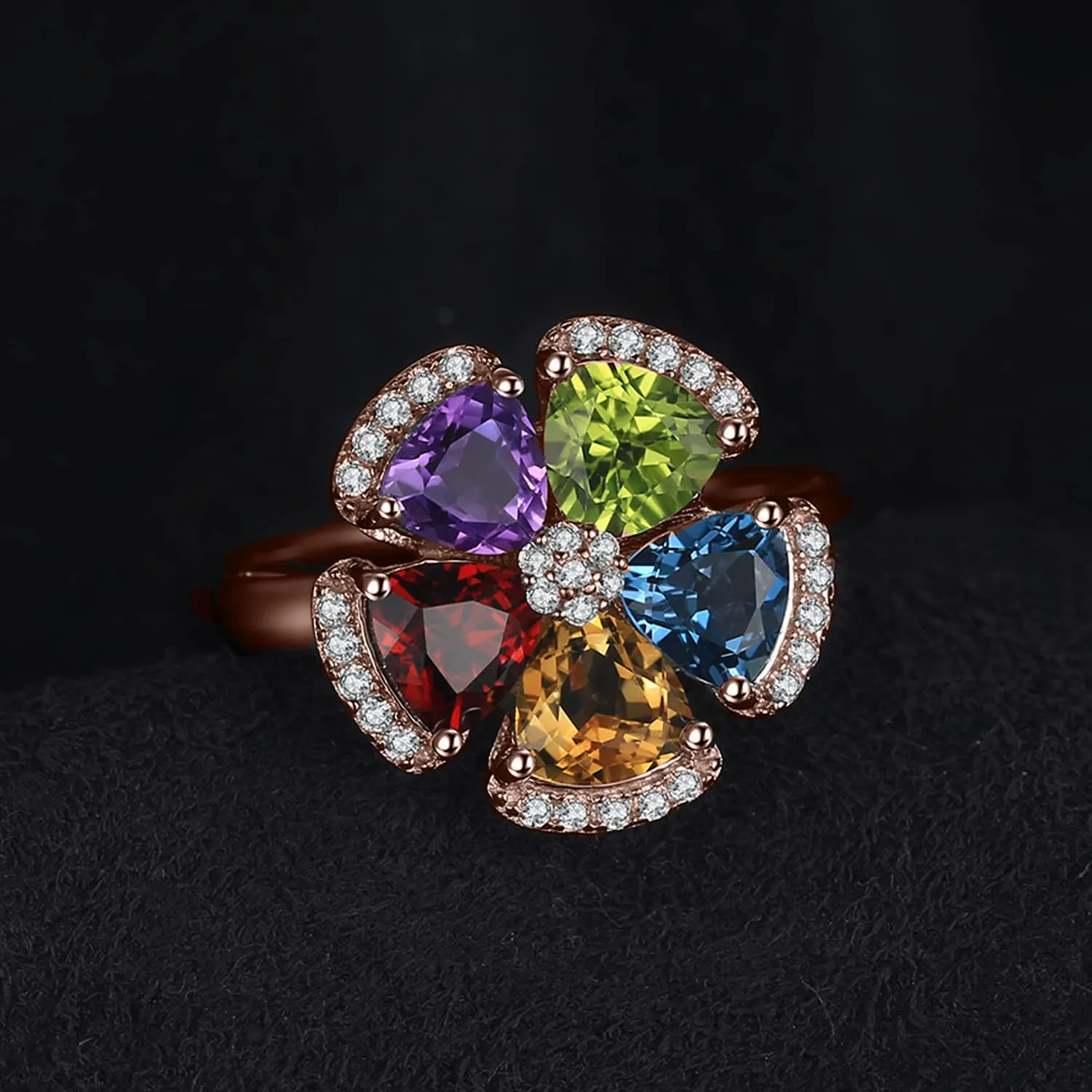 JewelryPalace Fiore 2.6ct Anello Cocktail Oro Rosa pietre miste