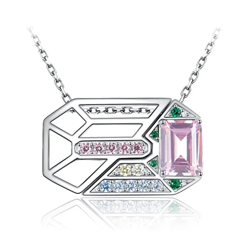 JewelryPalace Puzzle Collana Argento 925 Zirconia Rosa Taglio Smeraldo