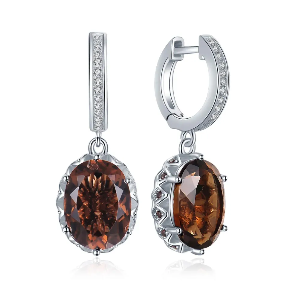 JewelryPalace 7.2ct Quarzo Fumoso Orecchini Pendenti Argento