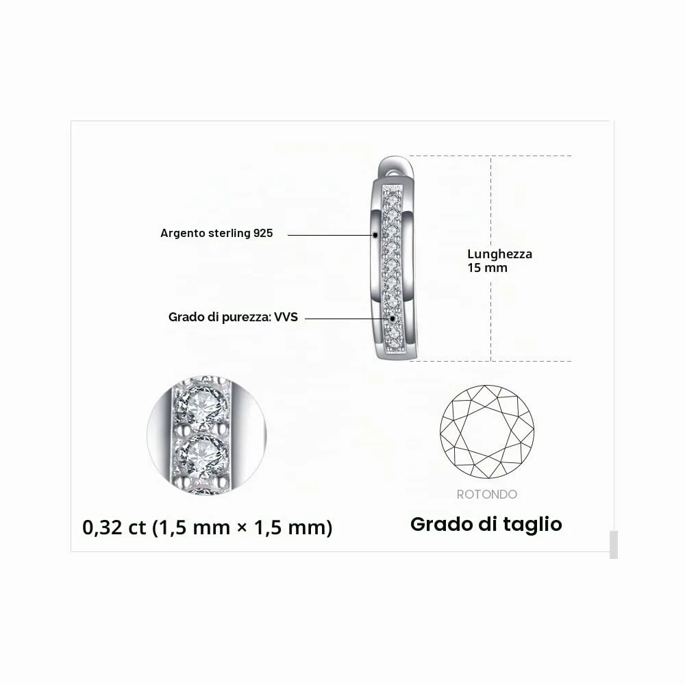 JewelryPalace Hoop orecchini a cerchio argento zirconia