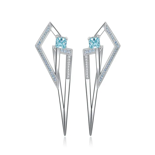 JewelryPalace 1.4ct orecchini triangolo zirconia blu argento 925