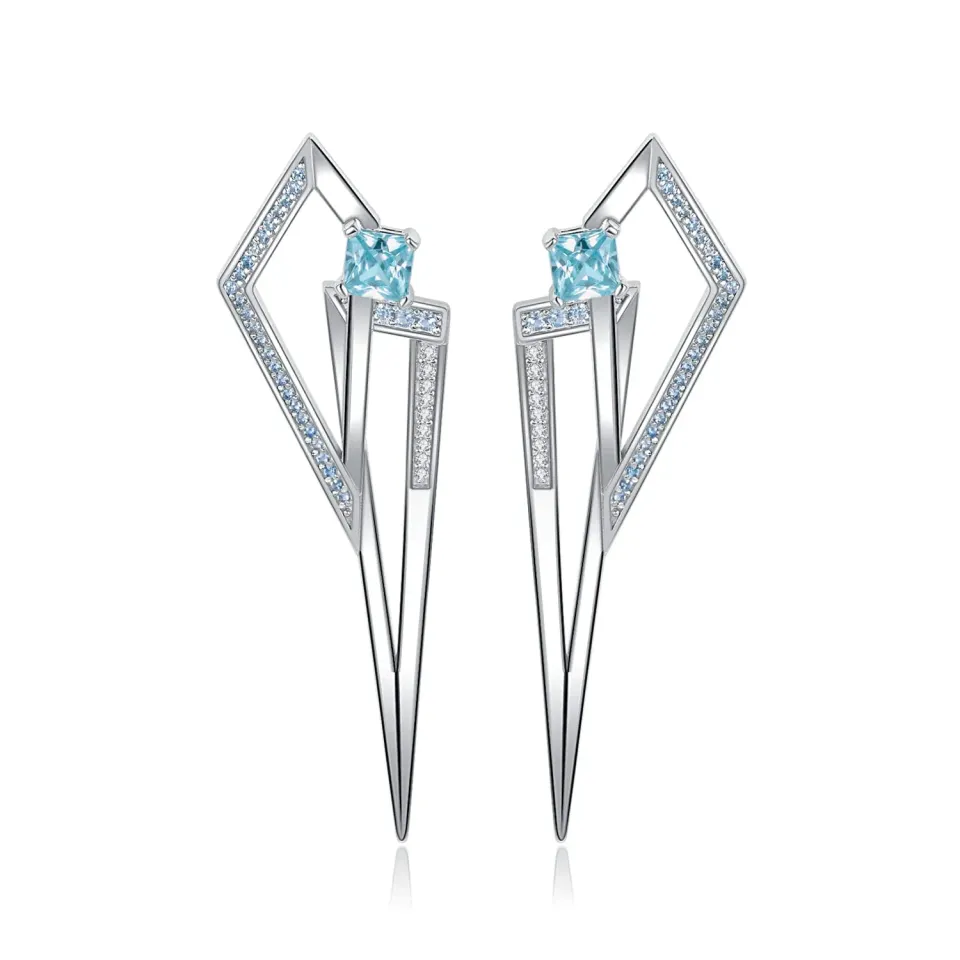 JewelryPalace 1.4ct orecchini triangolo zirconia blu argento 925