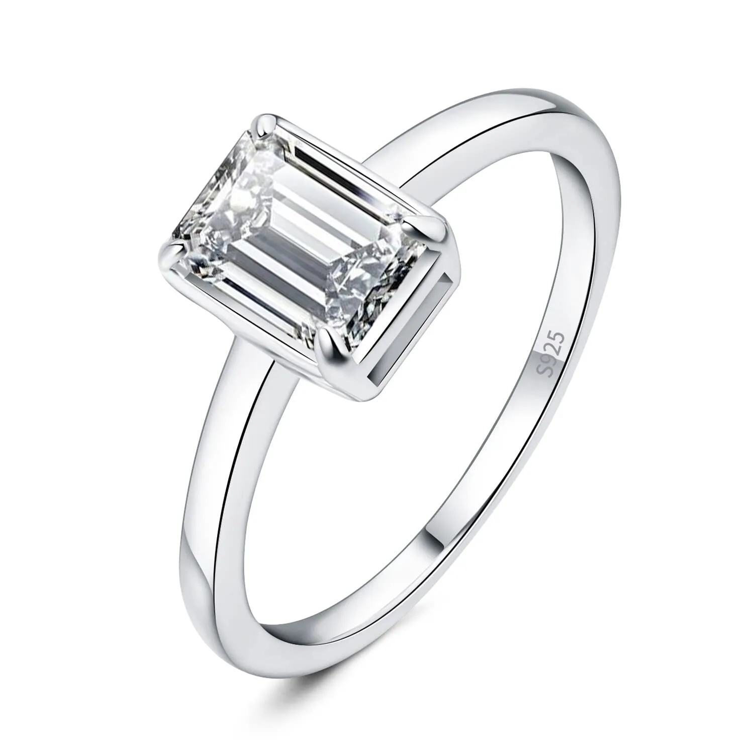 JewelryPalace Solitario Anello Argento Moissanite Smeraldo Mis.18.5
