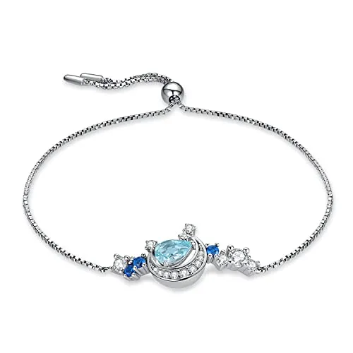 JewelryPalace Luna Stella Bracciale Argento 925 Topazio Blu