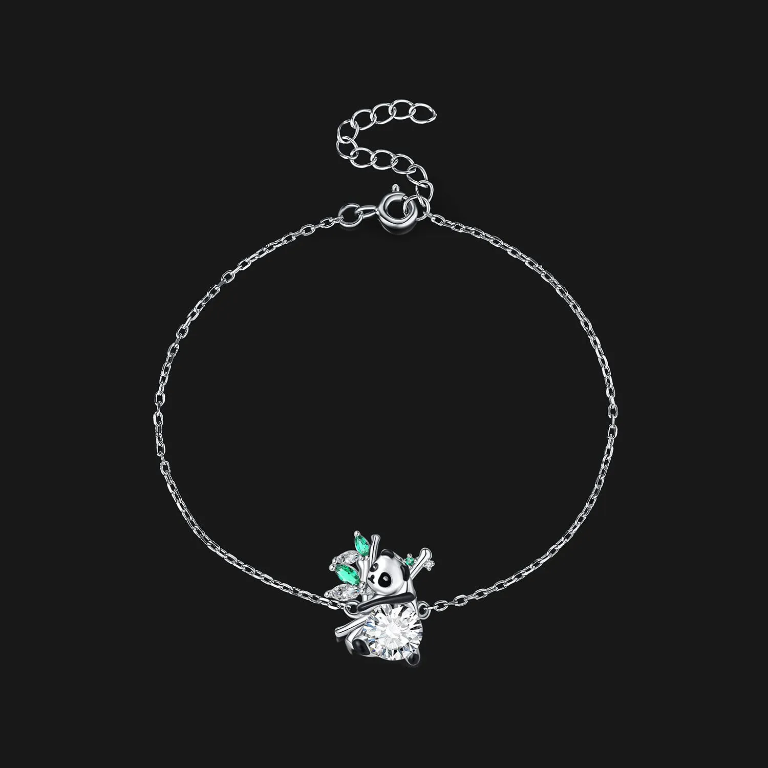 JewelryPalace Panda 1.75ct bracciale verde regolabile