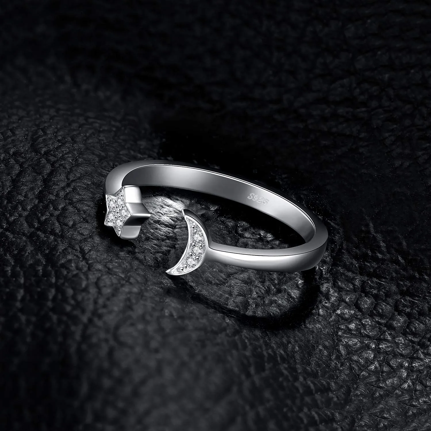 JewelryPalace Luna e Stella anello argento 925 regolabile zirconia