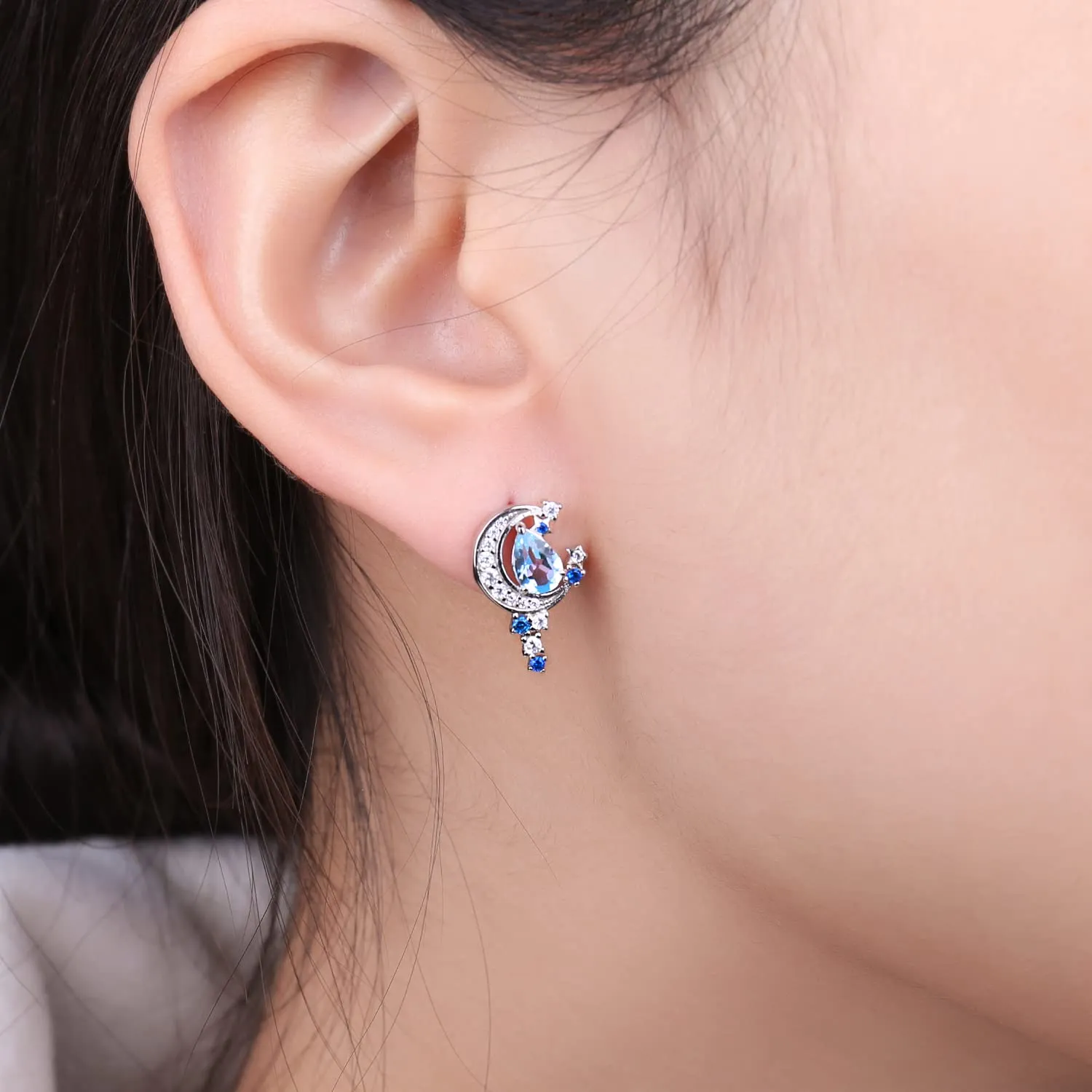 JewelryPalace Luna e Stella 2.2ct orecchini lobo topazio azzurro