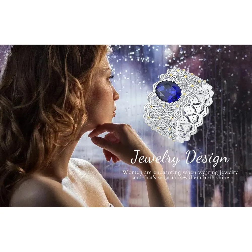 JewelryPalace Vintage 2.4ct Anello Solitario Zaffiro Blu