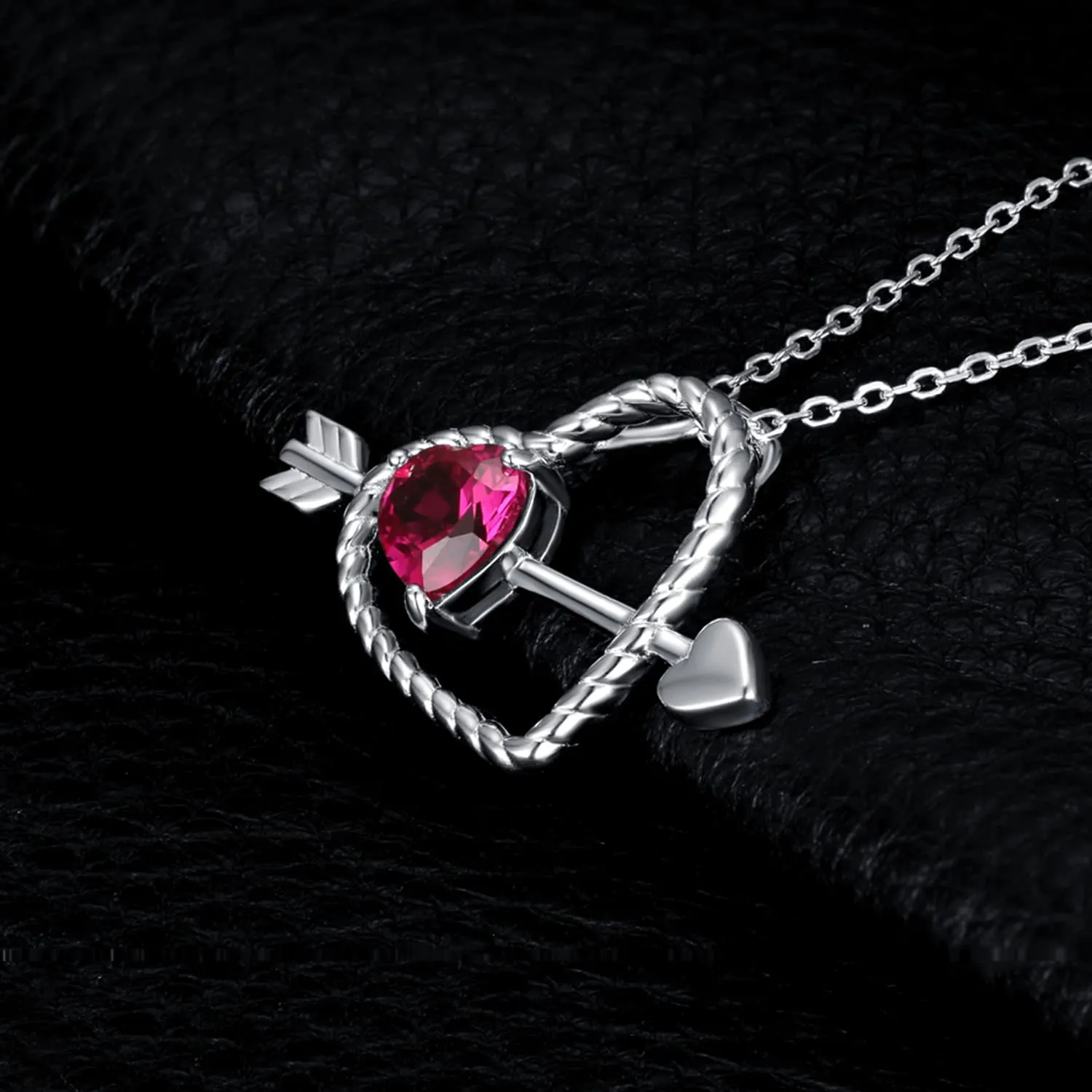JewelryPalace Cuore 1ct collana argento 925 zirconia rossa