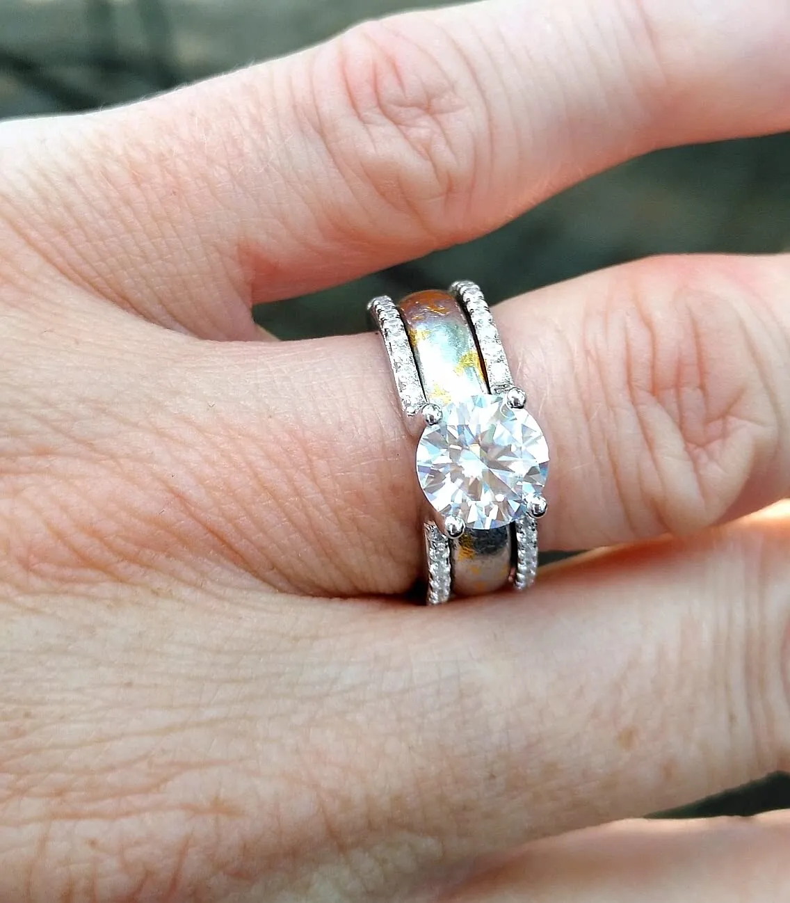 JewelryPalace Infinito Anello Argento 925 Moissanite Oro Rosa